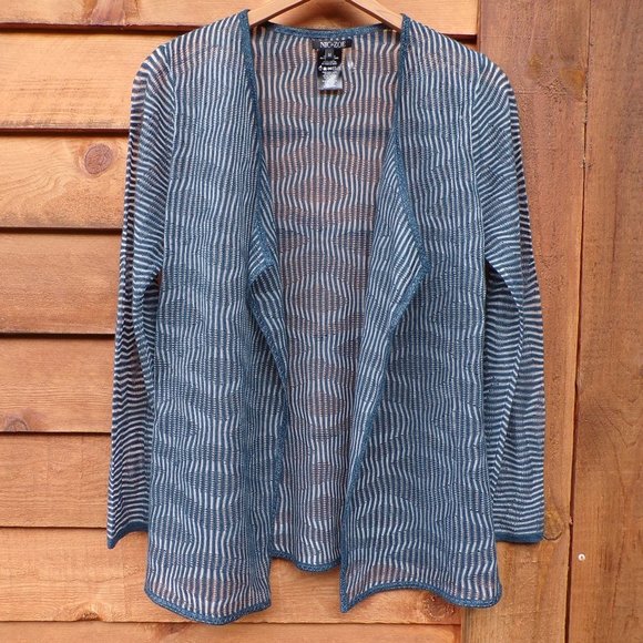 NIC+ZOE Sweaters - Nic+Zoe Women's Linen/Rayon Semi Sheer Blue Open Cardigan Knit Sweater. Size M